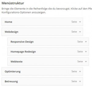 wordpress menu ändern