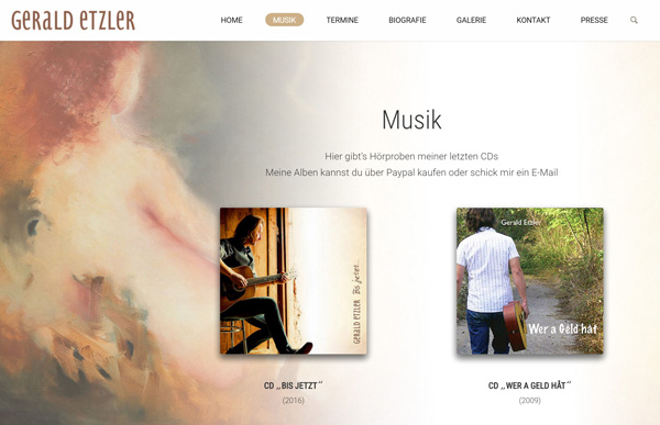 Homepage für Musiker Gerald Etzler
